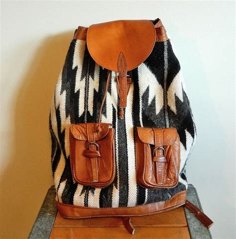 Kilim Style Woven Backpack Native Soft Caramel Leather