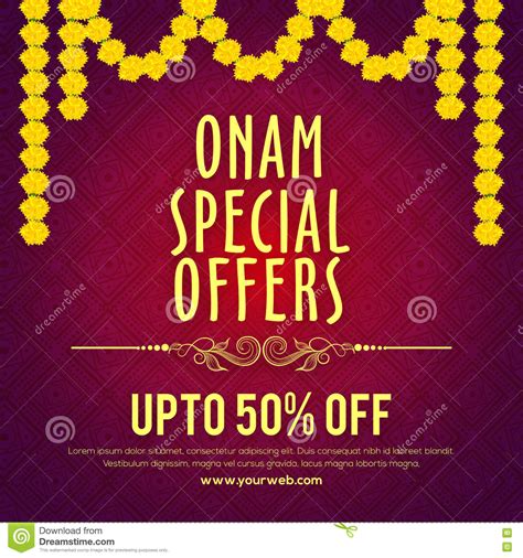 Onam Special Offers Sale Poster, Banner Design. Stock Illustration - Illustration of chingam ...