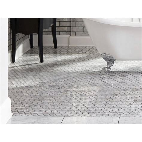 Bianco Carrara Hexagon Marble Mosaic Floor And Decor In 2021 Marble