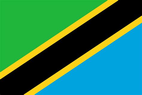 With the upper triangle (hoist side) being green and the lower triangle being blue. Flag of Tanzania - Wikipedia