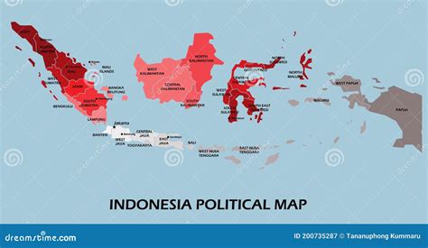 Indonesia Political Map Divide By State Colorful Outline Simplicity