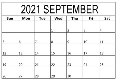 Blank September 2021 Calendar Daily Calendar Planner