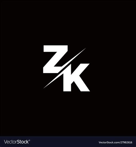 Zk Logo Letter Monogram Slash With Modern Vector Image