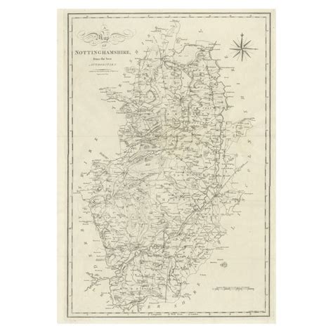 Large Antique County Map Of Nottinghamshire England For Sale At 1stdibs