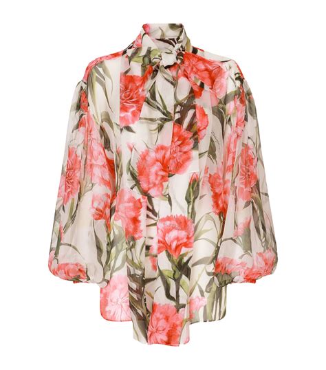 dolce and gabbana multi silk floral pussybow blouse harrods uk