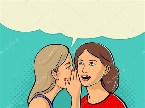 Woman Whispering Gossip Or Secret To Her Friend Two Talking Friends