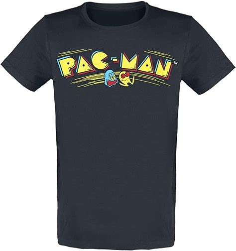Pac Man Retro Logo Mens T Shirt Uk Clothing