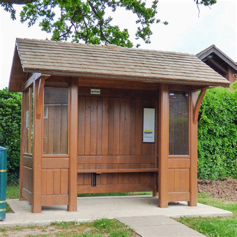 Hardwood Open And Closed Bus Shelters Outdoor Timber Shelters