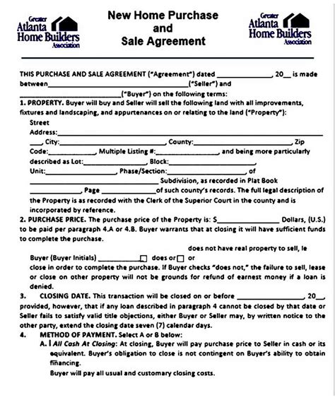 Home Purchase Agreement Template Sample Contract Template Purchase