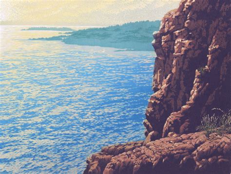 Shining Coast By William Hays Linocut Print Artful