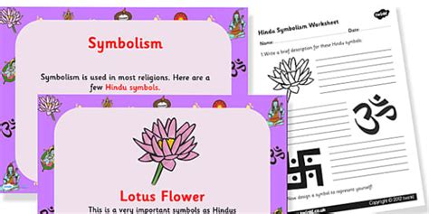 Symbolism In Hinduism Powerpoint And Worksheet Twinkl