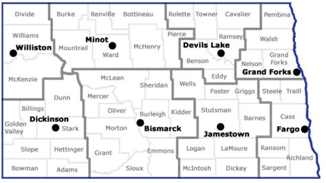 A Map Of North Dakotas 8 Regions Region 1 Is Near Williston Region 2