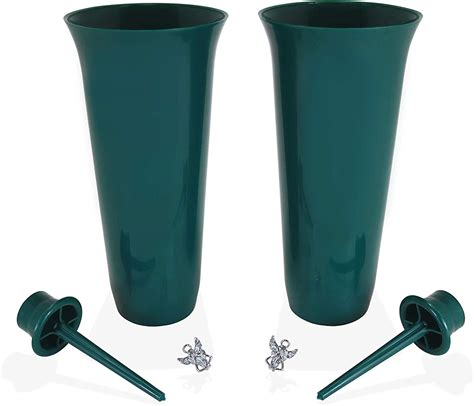 Beatherly 2 Pack Plastic In Ground Cemetery Vase With Spike For Grave
