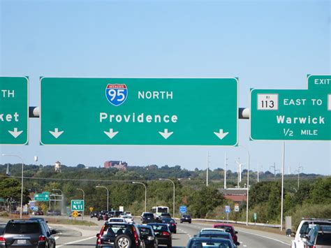 Interstate 95 North Providence Highway Exit Sign In