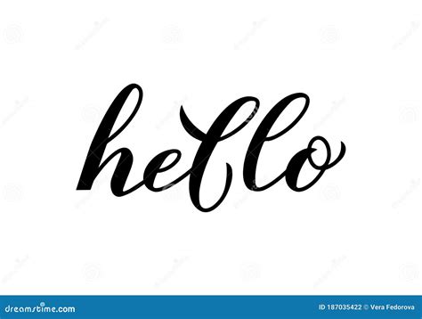 Hello Modern Calligraphy Hand Lettering Isolated On White Word Hello