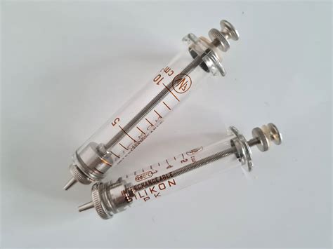 Vintage Glass Syringes 10 Ml And 5 Ml Vintage Medical Etsy