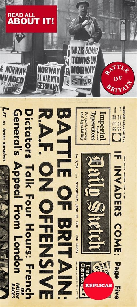 Replica Battle Of Britain Newspaper Educational Resources Wwii