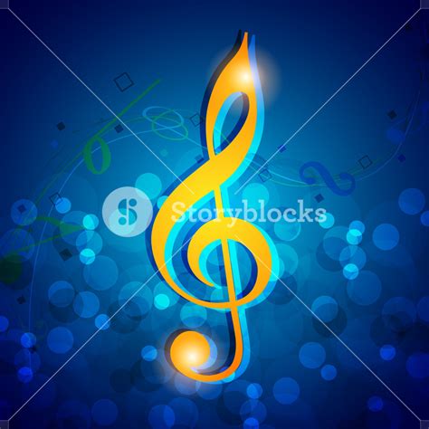 Abstract Musical Note On Blue Shiny Background Royalty Free Stock Image