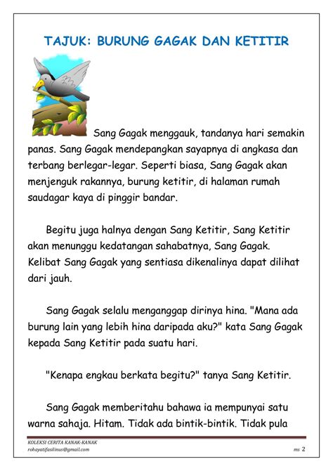 41 downloads 655 views 96kb size. Bahasa Melayu Cerita Pendek Kanak Kanak Tahun 1