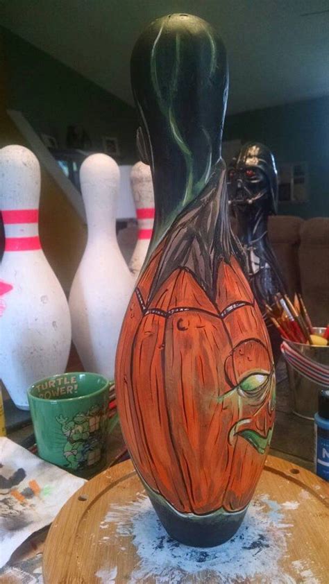Spooky Jack O Lantern Bowling Pin Sculpture Etsy In 2020 Bowling
