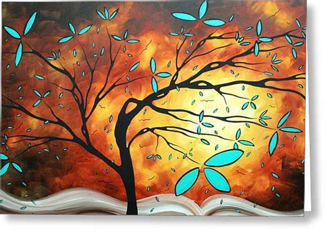 Bold Abstract Artwork Colorful Original Tree Blossoms Painting The Fire