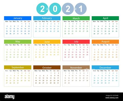 Ilustracin De Calendario 2021 Ilustracin Vectorial