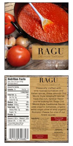 Ragu Spaghetti Sauce Nutrition Label Labels Ideas 2019