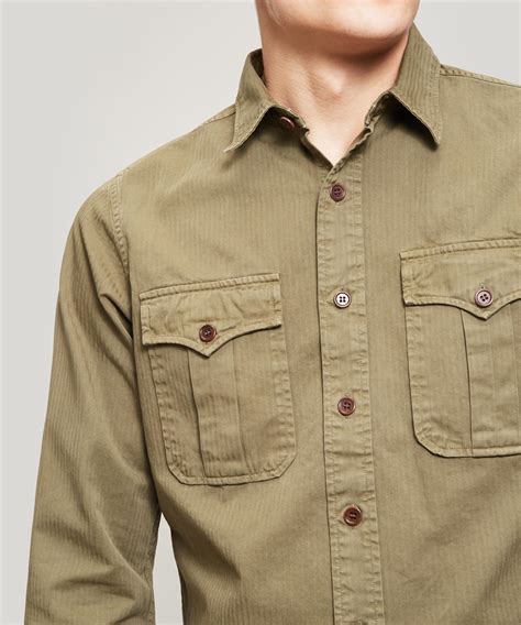 Lyst Rrl Cotton Herringbone Twill Shirt In Green For Men