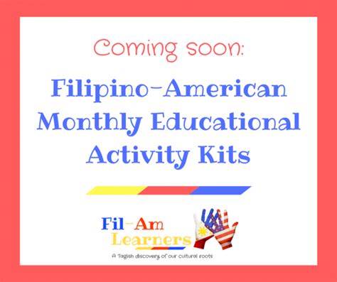 Filipino American Educational Activity Kit Fil Am Learners