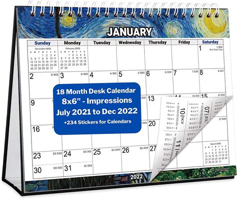 Cranbury Small Desk Calendar 2021 2022 8x6 Impressions Use Stand