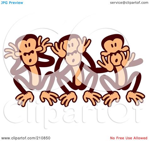Royalty Free Rf Clipart Illustration Of Goofy Three Wise Monkeys By