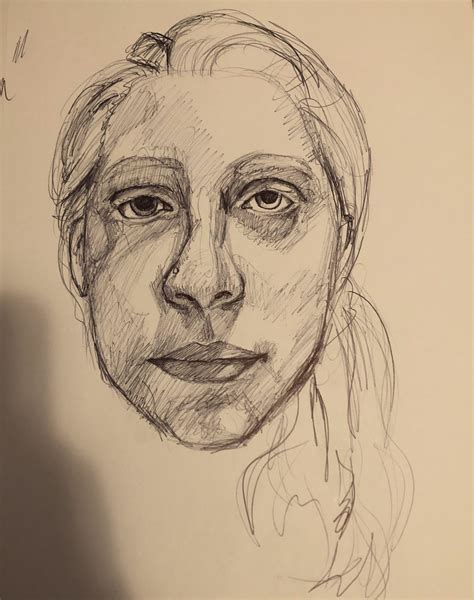 Self Portrait Sketch With Pen Working On The Way I See Myself Rsketches