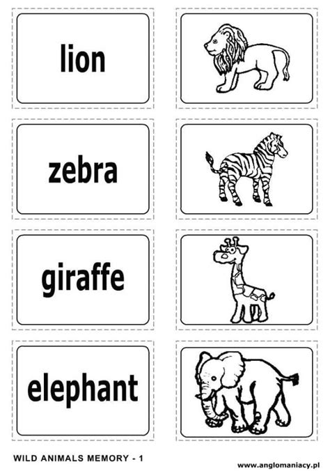 Wild Animals Memory Game Lela