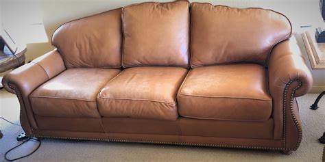 Sold Price Heritage Rustic Brown Leather Couch With Brass Nailhead