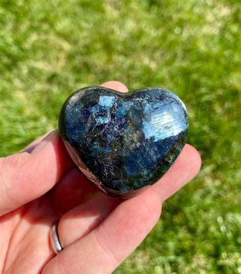 Larvikite Heart 175 Larvikite Stone Heart Black Labradorite Crystal