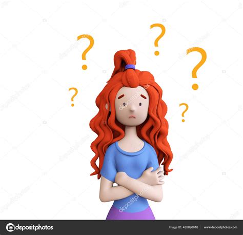 Red Haired Girl Questioning Expression Question Marks Her Head Student