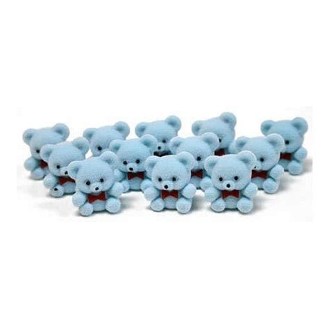 1 Mini Flocked Baby Blue Teddy Bears Paquete De 36 100819 En