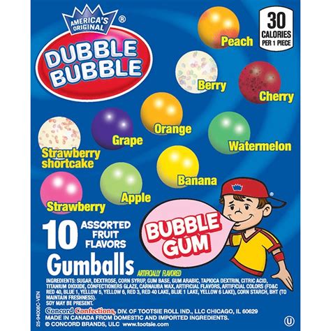 Bubblegum Assorted Fruit Flavors Gumballs Mm By Company Concord Confections In Count