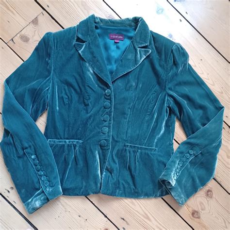 🖤vintage 90s Teal Velvet Boho Jacket With Covered Depop
