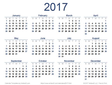 2017 Calendar Templates And Images