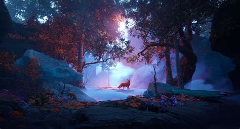 Artstation Red Woods With Wolf Ue4 Tyler Smith Landscape
