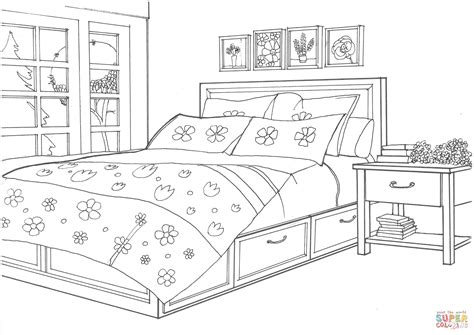Bedroom in the Provence Style coloring page | Free Printable Coloring Pages