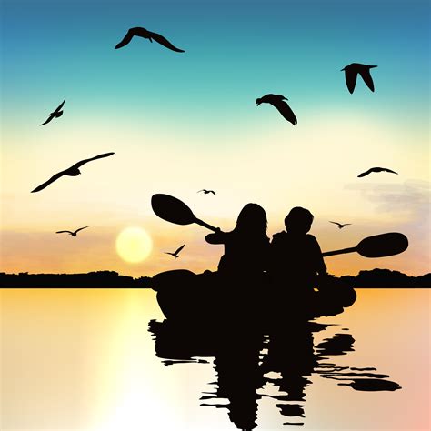 Silhouette of funny girls kayaking. 587018 - Download Free Vectors ...