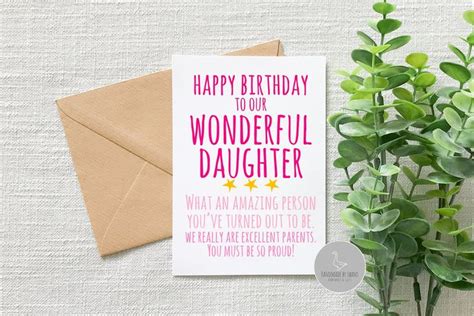 Funny Birthday Card For Daughter Funny Card For Our Daughter Funny