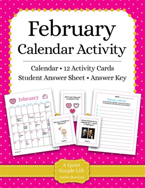 February Calendar Activity Sallie Borrink