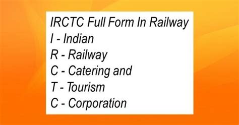 Irctc Full Form And Meaning