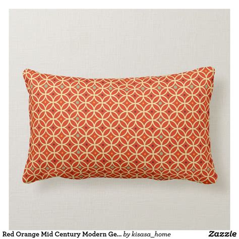 Red Orange Mid Century Modern Geometric Pattern Lumbar Pillow Zazzle