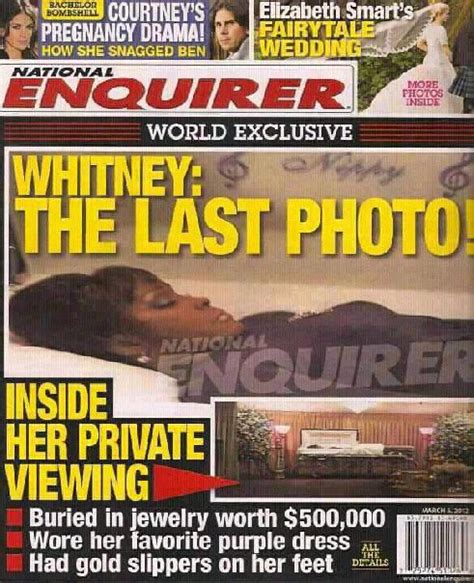 Whitney Houstons Casket Photo On The Cover Of The Enquirer Paper Faces