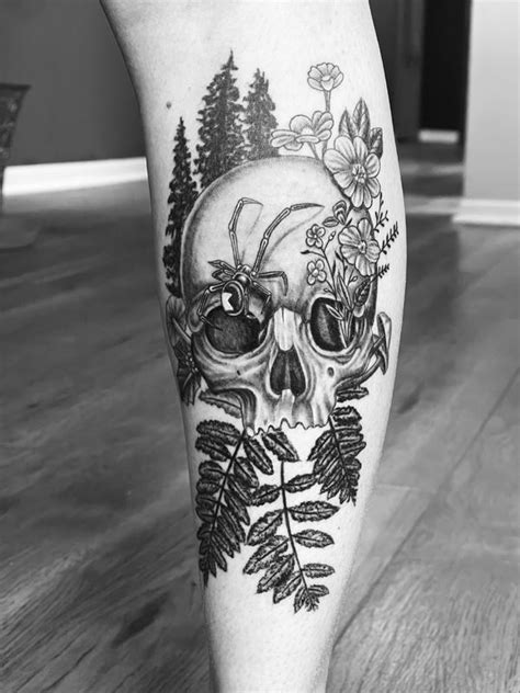 Skull And Black Widow By Brent Severson Tattoos