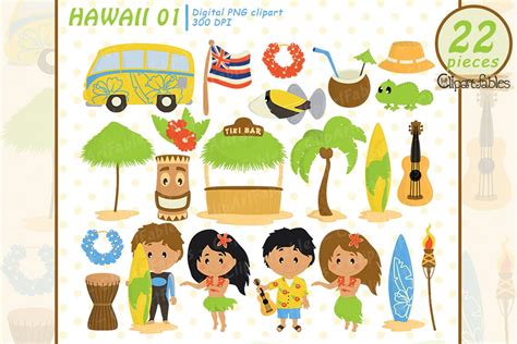 Cute Hawaii Clipart Luau Art Travel Tiki Clipart Instant 150362